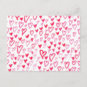Postal Corazones de acuarela   Patrón de palabras de amor