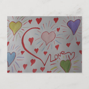 Postal Corazones de amor