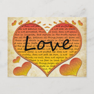 Postal Corazones de Amor 1 Corintios 13