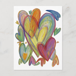 Postal Corazones de amor arcoiris Personalizados Art Note