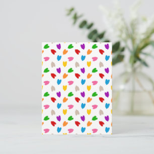 Postal Corazones De Amor Coloridos Diseño De Patrón Blanc