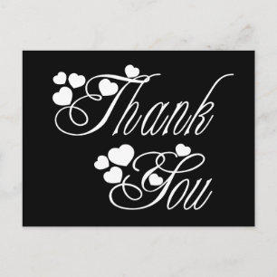 Postal Corazones de amor en blanco y negro Gracias