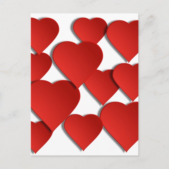 Postal Corazones de amor rojos (Anverso)