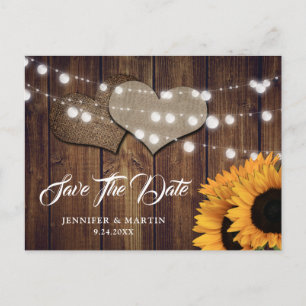 Postal Corazones de Arpillera de Girasoles de Campo Mader