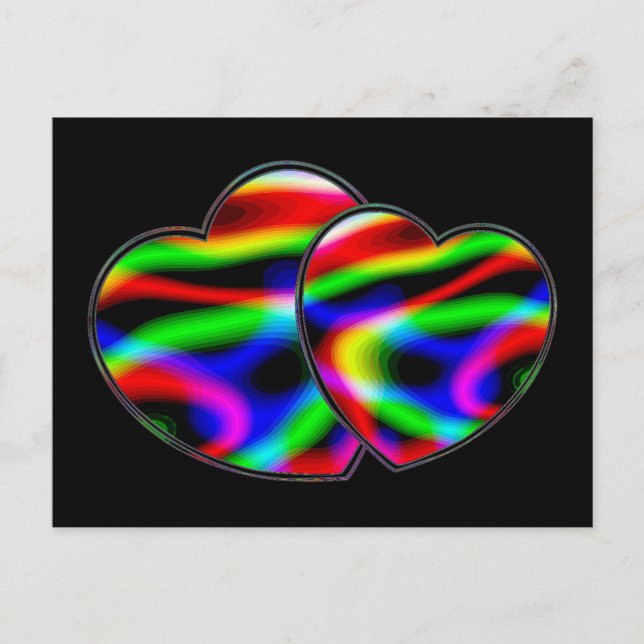 Postal Corazones de Aurora de Neón (Anverso)