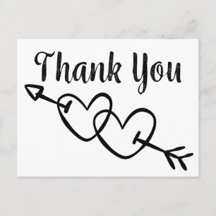 Postal Corazones de boda de agradecimiento en blanco y ne