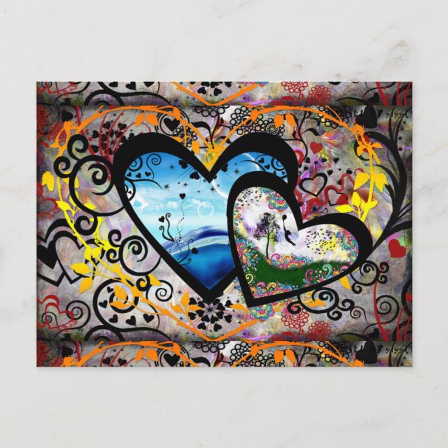 Postal Corazones de bonito (Anverso)