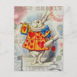 Postal Corazones de Conejo Blanco Alice Clásico