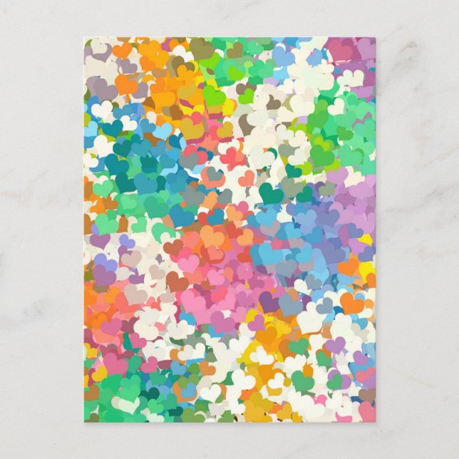 Postal Corazones de Confeti Pastel (Anverso)