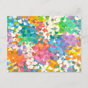 Postal Corazones de Confeti Pastel