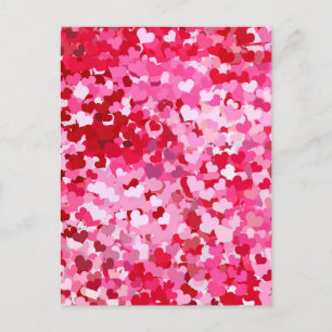 Postal Corazones de Confeti Rosa