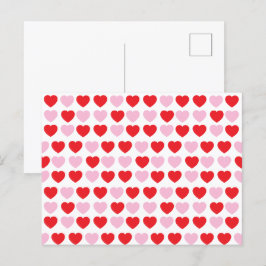 Postal Corazones de Día de San Valentín rojo y rosa