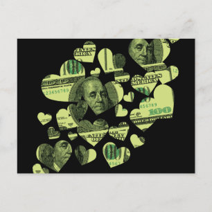 Postal Corazones de dinero