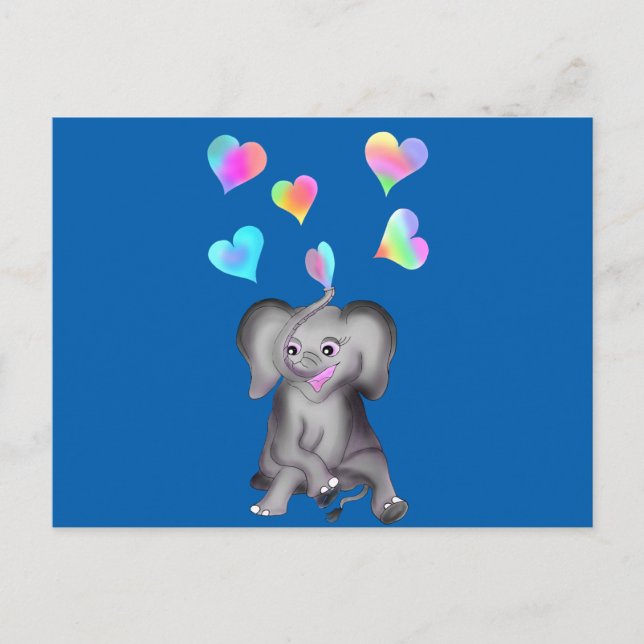 Postal Corazones de elefantes de la empresa Happy Juul (Anverso)