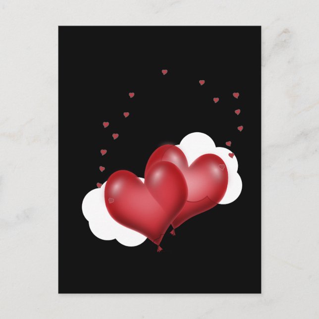 Postal Corazones de globos rojos (Anverso)
