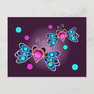 POSTAL CORAZONES DE MARIPOSAS DE SHARON SHARPE