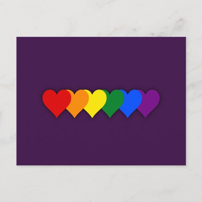 Postal corazones de orgullo LGBT (Anverso)
