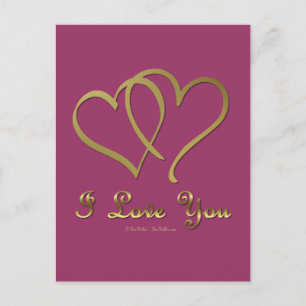 Postal Corazones de oro entrelazados te amo