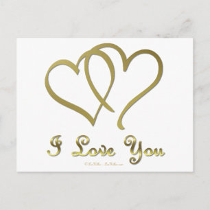 Postal Corazones de oro entrelazados te amo