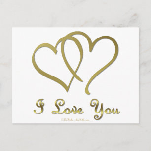 Postal Corazones de oro entrelazados te amo