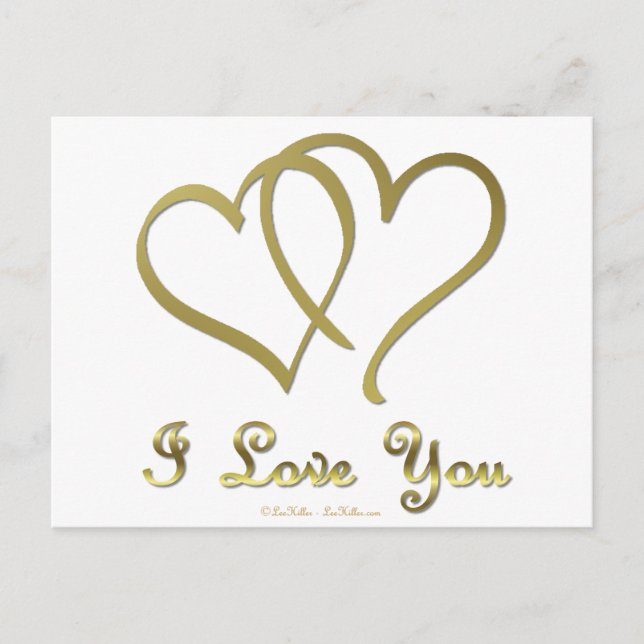 Postal Corazones de oro entrelazados te amo (Anverso)