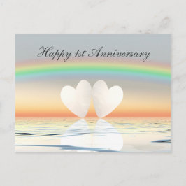 Postal Corazones de papel del 1er aniversario