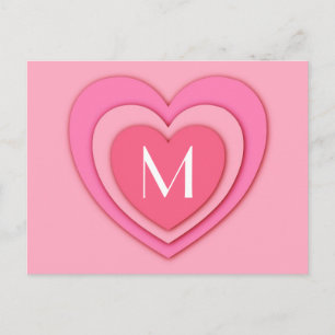 Postal Corazones de papel estratificado - rosado de duraz