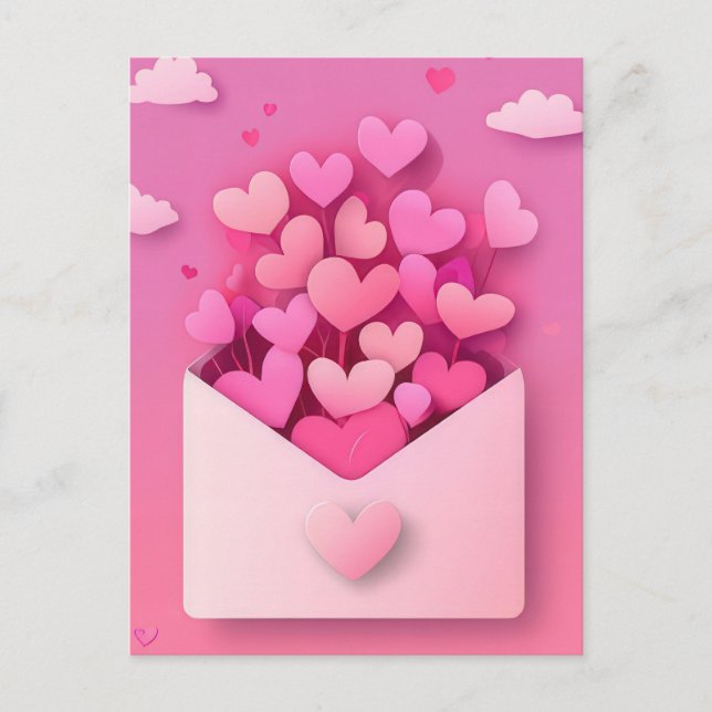 Postal Corazones de papel saludan a Valentine (Anverso)