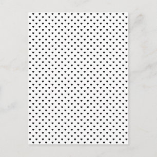 Postal Corazones de Polkadot Negro sobre Blanco