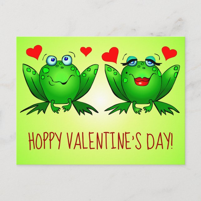 Postal Corazones de ranas Personalizados amordazadas Día  (Anverso)