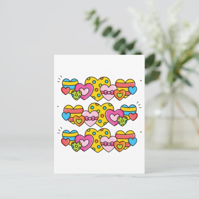 Postal Corazones de San Valentín (Anverso de pie)