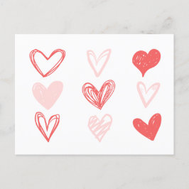 Postal Corazones de San Valentín rosa Minimalista moderno
