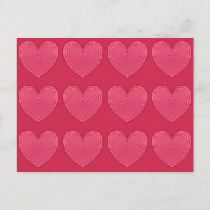 Postal Corazones de satén rosado Rosa profundo