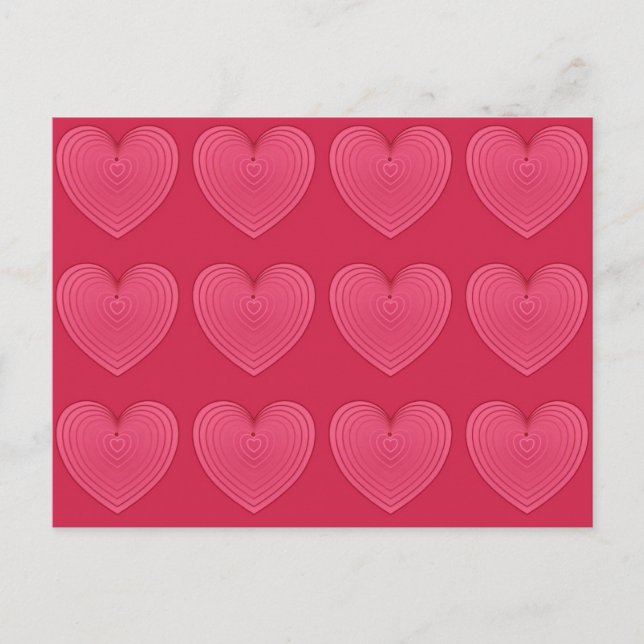 Postal Corazones de satén rosado Rosa profundo (Anverso)