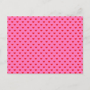 Postal Corazones de sobra, corazones rojos sobre rosa,