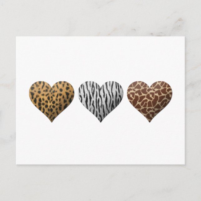 Postal Corazones del estampado de animales (Anverso)