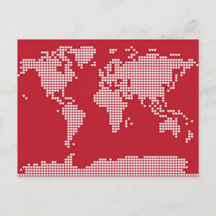 Postal Corazones del Mapa Mundial
