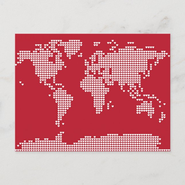 Postal Corazones del Mapa Mundial (Anverso)