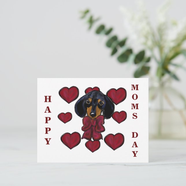 Postal Corazones Doxie (Anverso de pie)