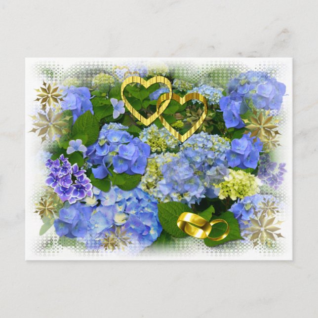 Postal CORAZONES E HIDRANGEAS ~ Postcard (Anverso)