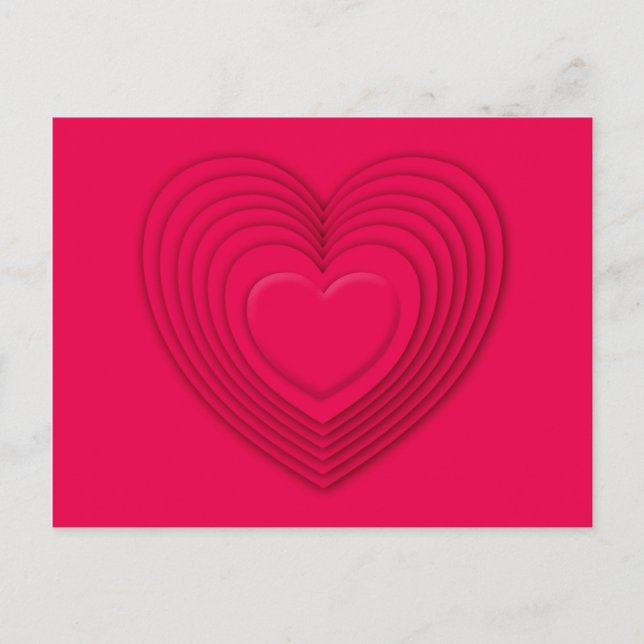 Postal Corazones en 3D apilados - rojo rosa (Anverso)