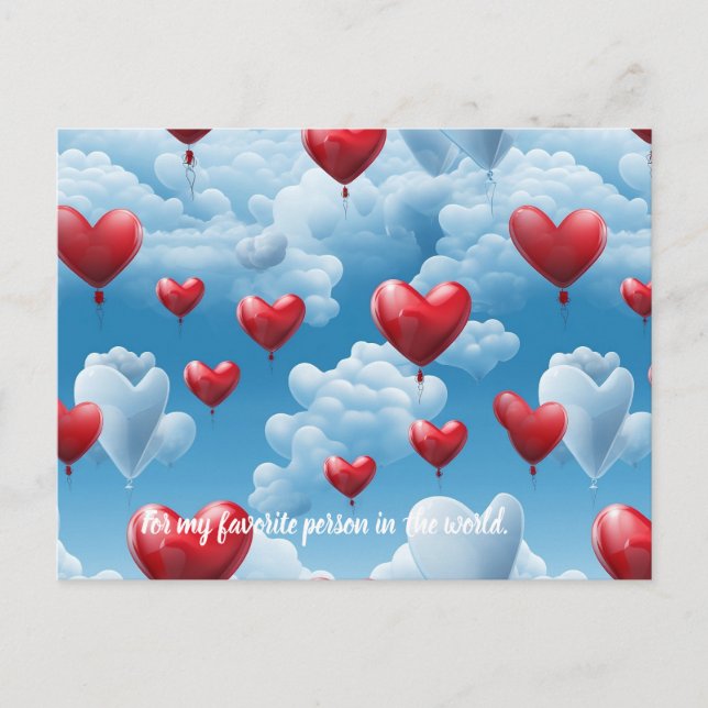 Postal Corazones en cielo (Anverso)