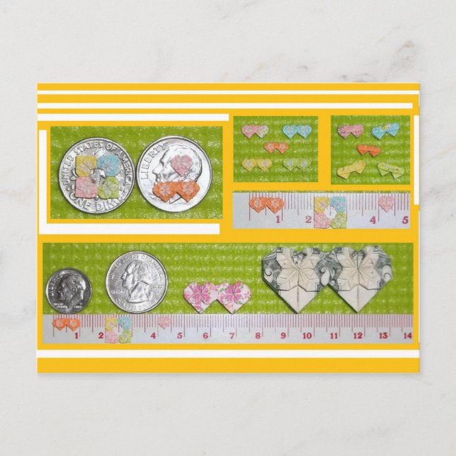 Postal Corazones en miniatura y corazones gemelos (Anverso)