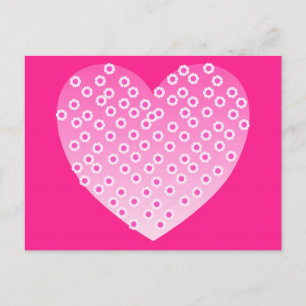 Postal Corazones en tonos rosa suave - fondo fucsia