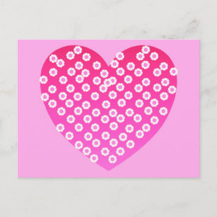 Postal Corazones en tonos rosas sobre fondo rosa medio