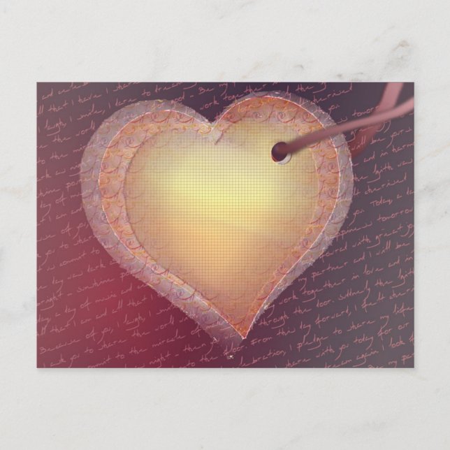 Postal corazones en una cinta (Anverso)