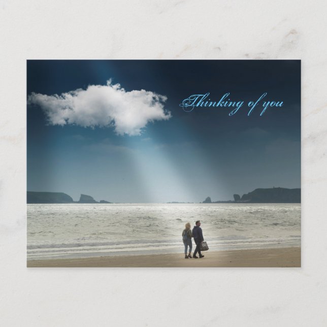 Postal Corazones en una playa. (Anverso)