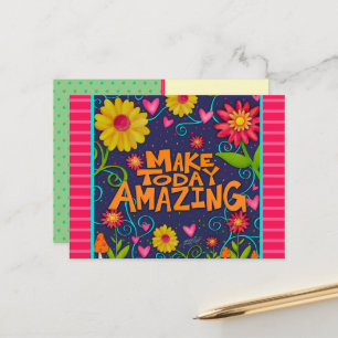 Postal Corazones Florales Divertidos Inspiración de Cita 