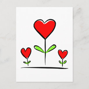 Postal Corazones florecientes Flores de amor Corazón