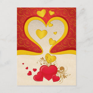 Postal Corazones flotantes